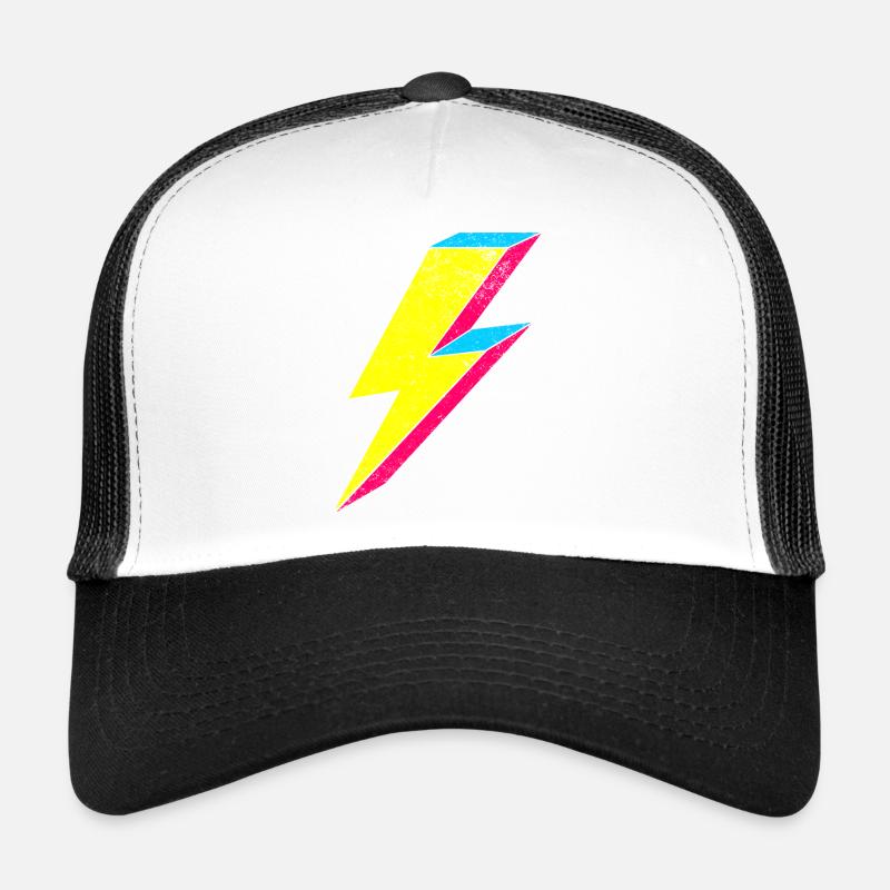 Neon Blitz Lightning Design 70s 80s Trucker Cap