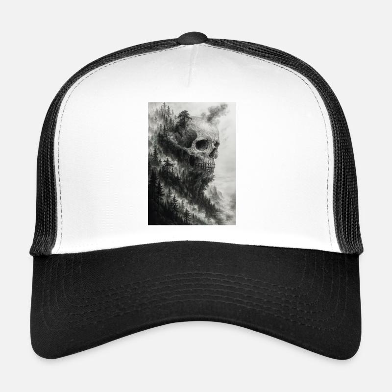 Eerie Forest Skull Illustration Trucker Cap