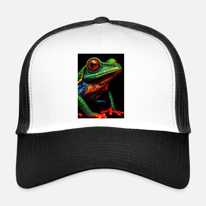 Vivid Rainbow Tree Frog Illustration Trucker Cap