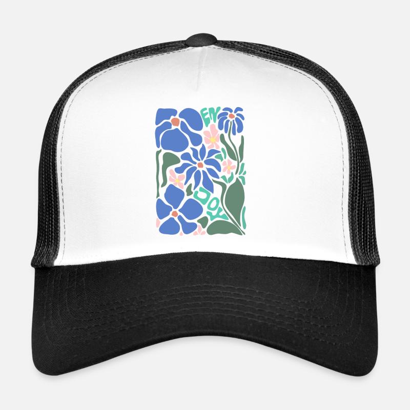 Gute Laune Blumen - blau - Trucker Cap - Weiß/Schwarz