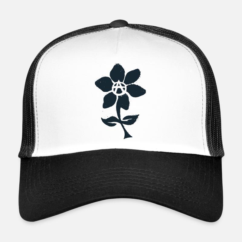 Fleur de l'anarchie - Casquette trucker  - blanc/noir