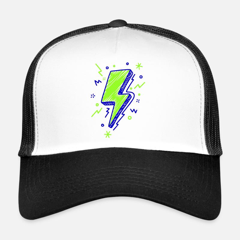 Éclairs illustrés en vert et bleu Casquette trucker 