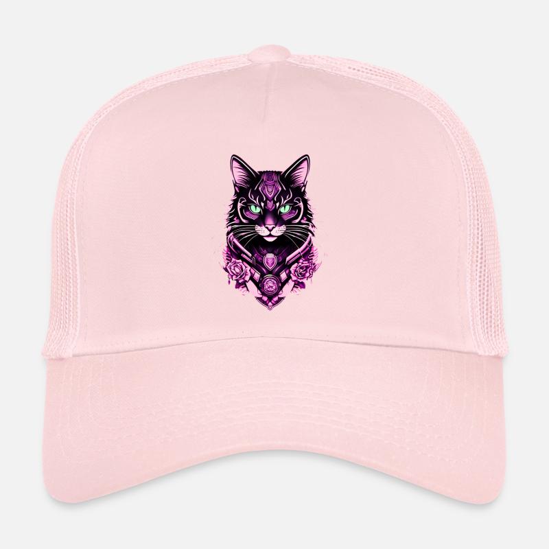 Impression futuriste de portrait de chat Casquette trucker 
