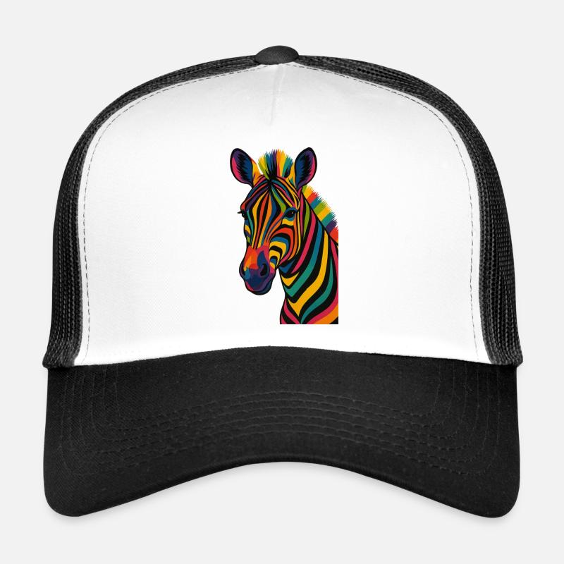 Bunt gestreiftes Zebra-Kunstwerk Trucker Cap
