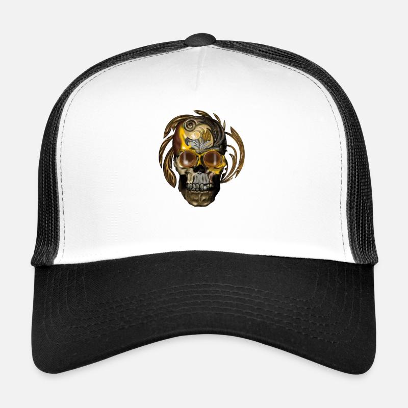 Ornement baroque crâne doré Casquette trucker 