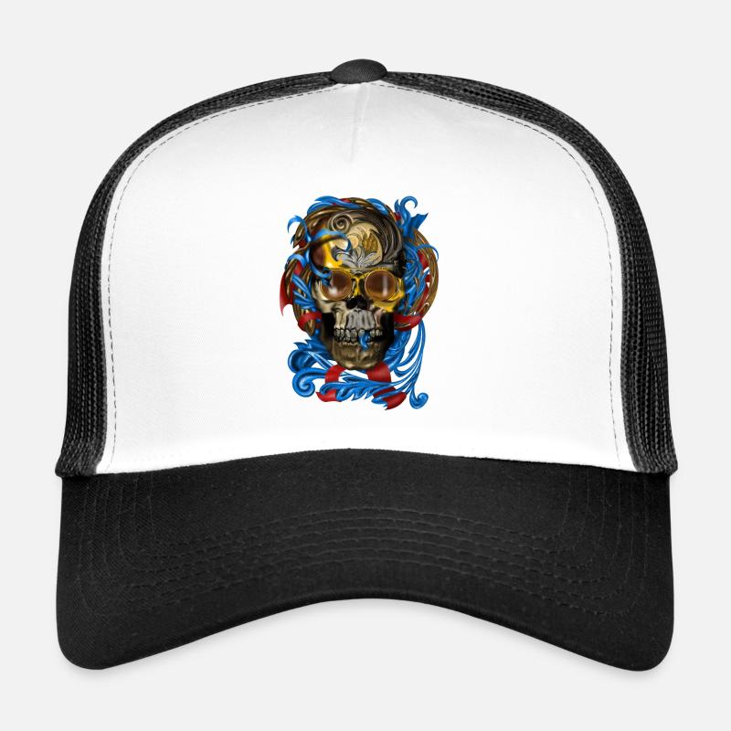 Crâne baroque avec rubans bleus Casquette trucker 
