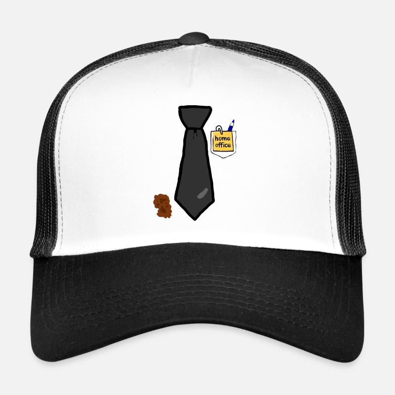 Homeoffice Fun Krawatte  - Trucker Cap - Weiß/Schwarz