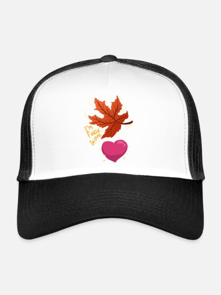 I’m Falling in Love - maple leaf falling in love - Trucker Cap - white/black - Front