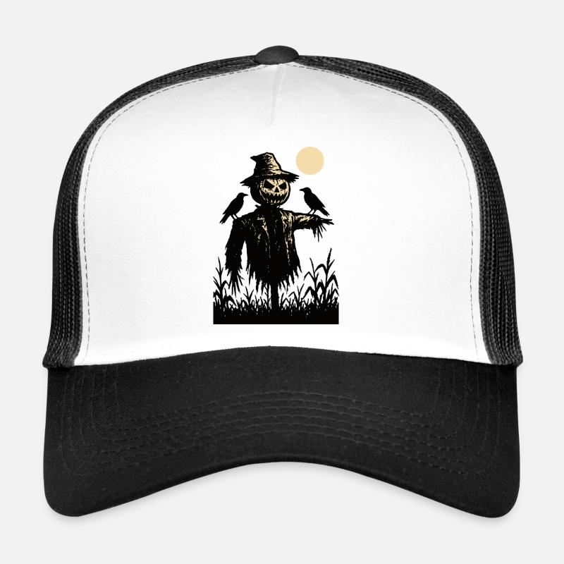 Épouvantail Crâne Citrouille sur la Lune Casquette trucker 
