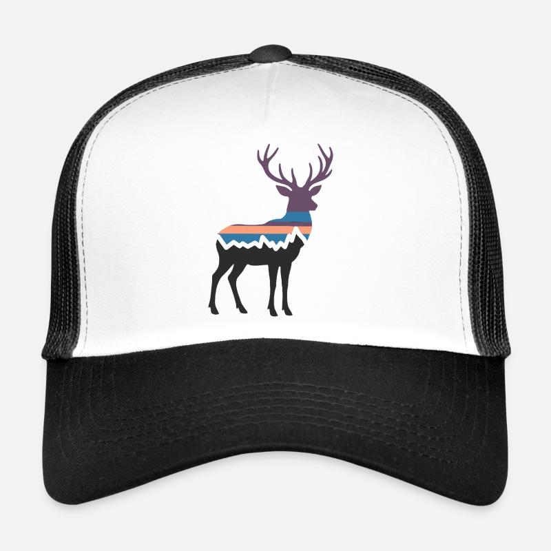 Hirsch Berg Landschaft Wald Wandern Silhouette Trucker Cap