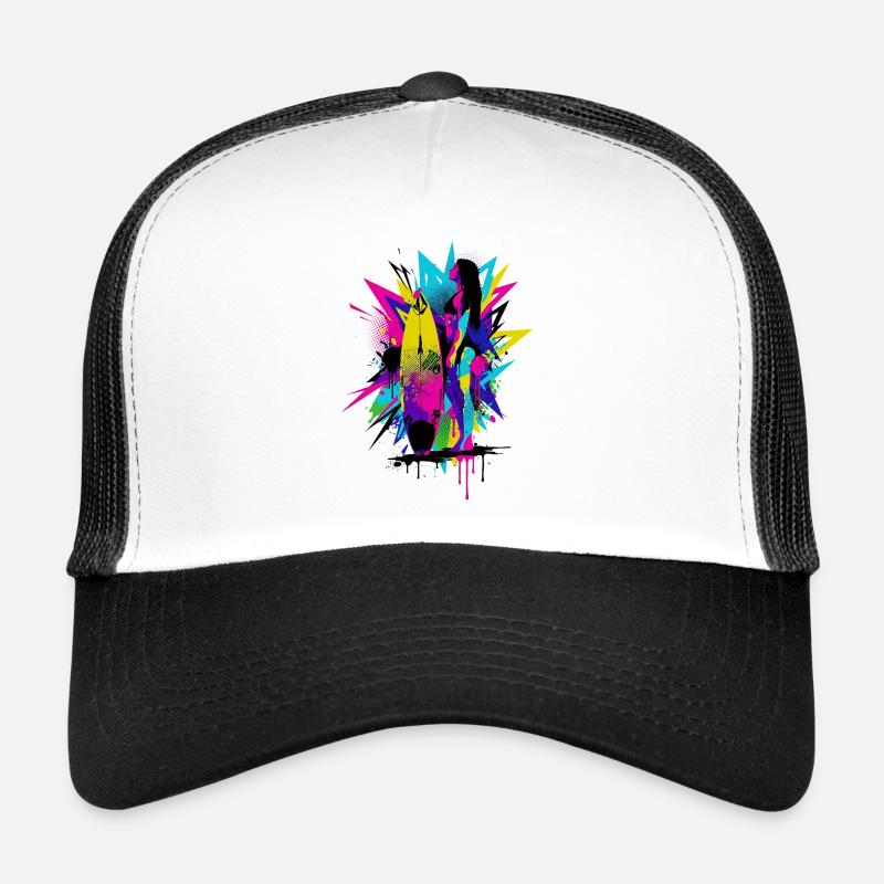 Neon_Surf_Explosion - Trucker Cap - Weiß/Schwarz