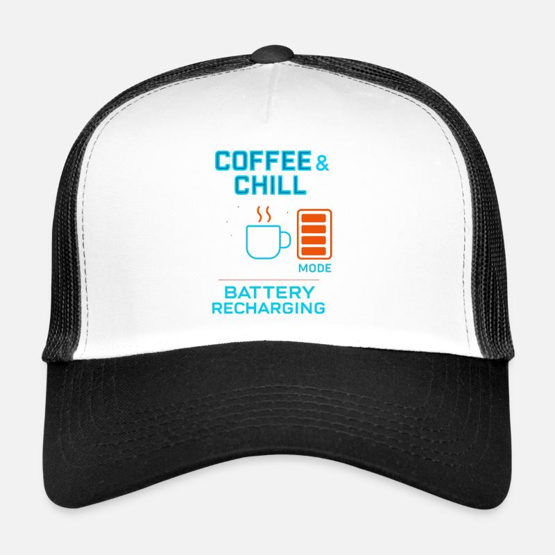 coffe and chill battery recharging - Trucker Cap - Weiß/Schwarz