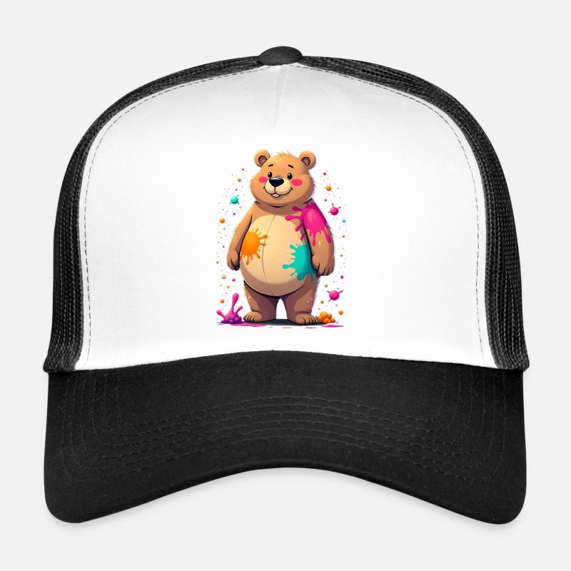 Colorful Colored Bear Art Trucker Cap