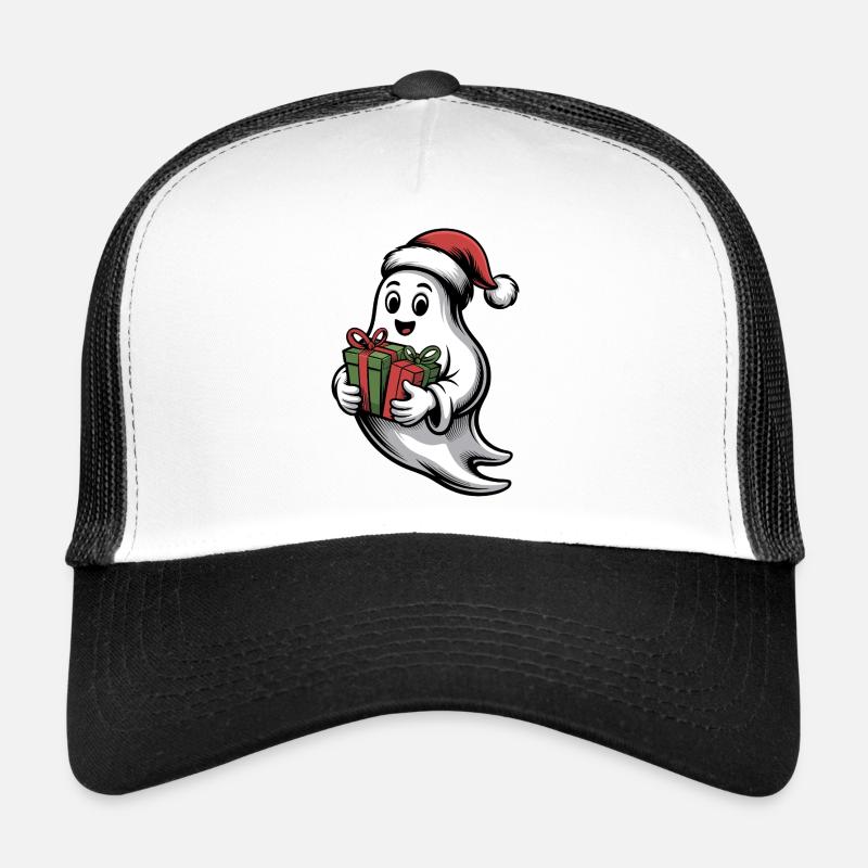 Weihnachtsgeist mit Geschenk - Casquette trucker  - blanc/noir
