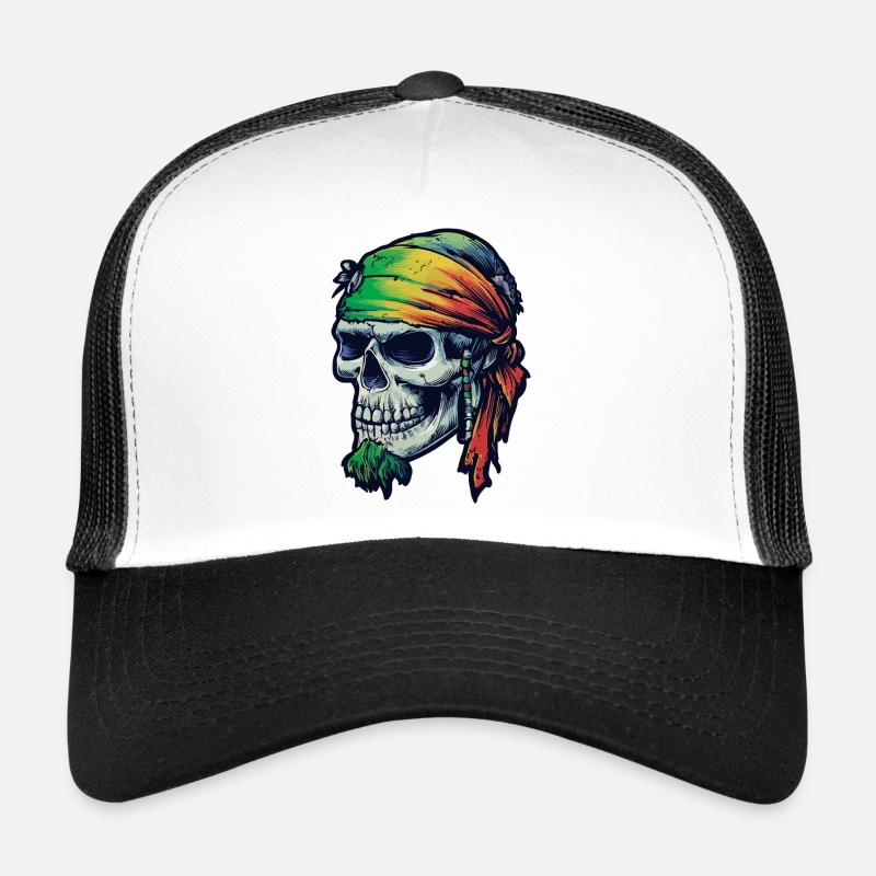 Vivid Rainbow Skull Bandana Trucker Cap