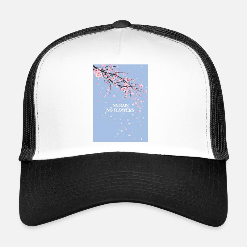 Pas de pluie pas de fleurs Cerisier Fleur - Casquette trucker - blanc/noir