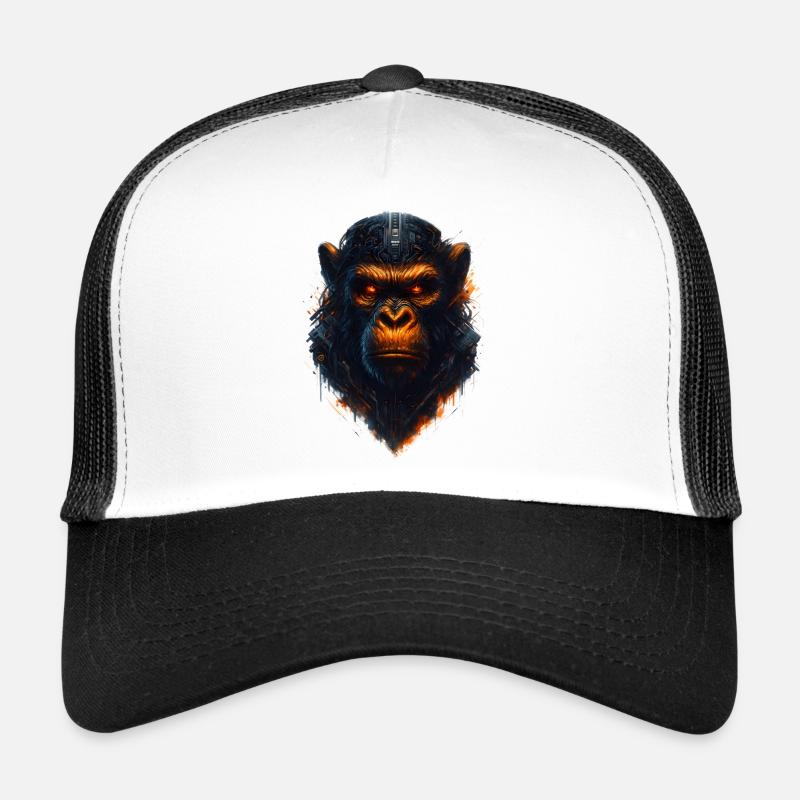 Cyberpunk Monkey - Trucker Cap - white/black