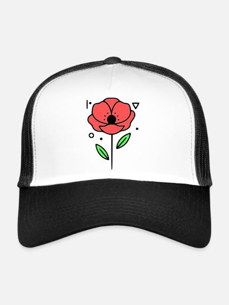 Poppy-Poppies-Minimalist-Line-Art-3 - Trucker Cap - white/black - Front