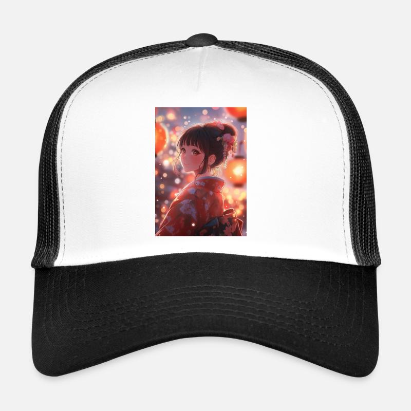Kimono Blooming Bright Lanterns Trucker Cap