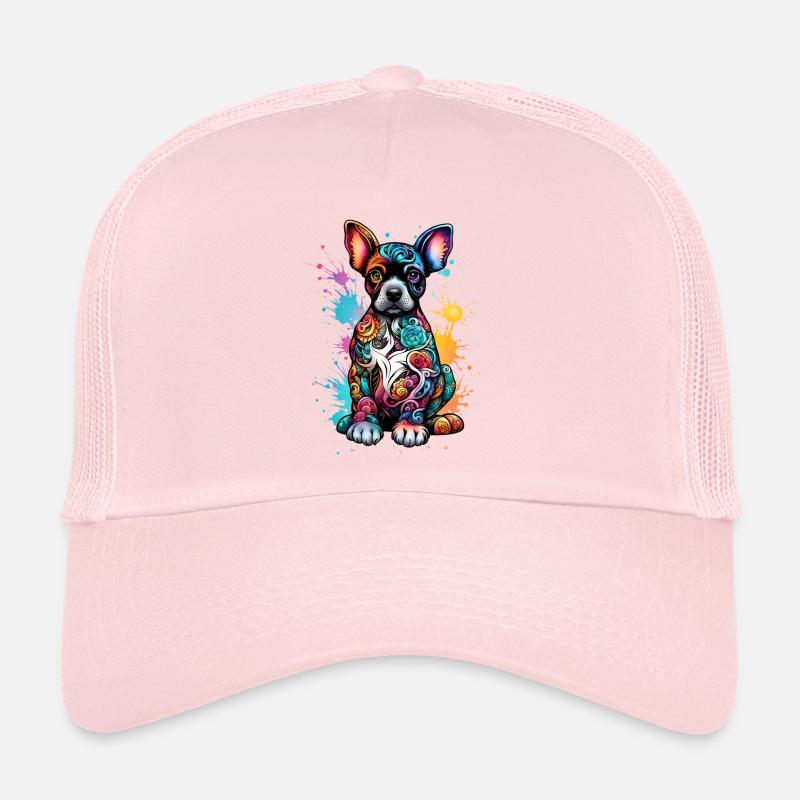 Chien coloré avec éclaboussure de peinture Casquette trucker 