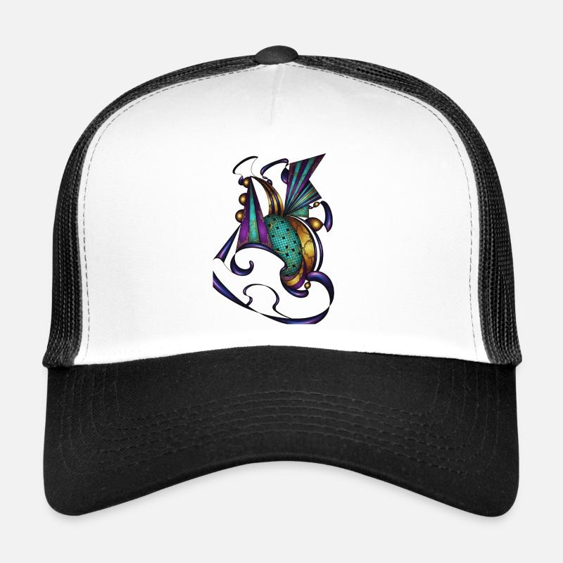 Turquoise Purple Ornamentation Trucker Cap