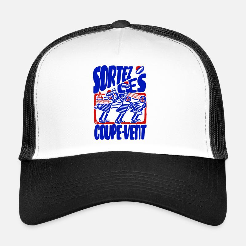 Sortez les coupe vent rétro bleu blanc rouge - Casquette trucker  - blanc/noir