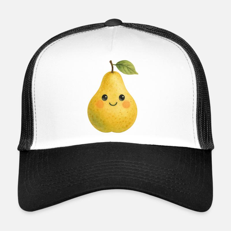Poire jaune avec visage Aquarelle Bébé fruit Casquette trucker 
