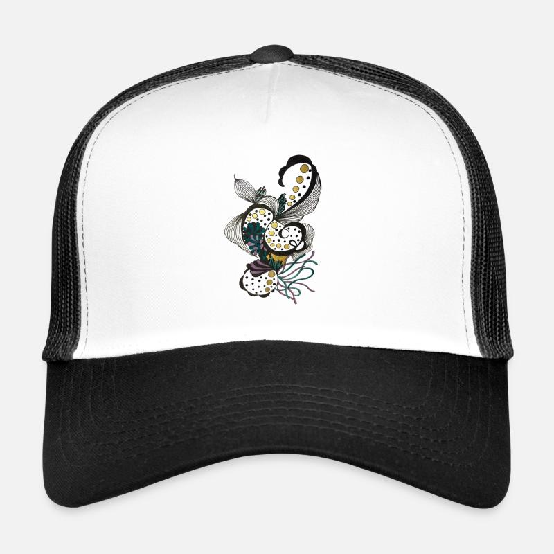 Floral silhouettes with gold dots Trucker Cap