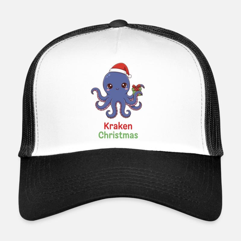 Mascotte du Kraken Pieuvre de Noël Casquette trucker 