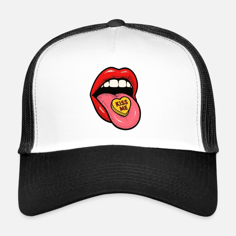 Red Lips Tongue Candy Love Trucker Cap