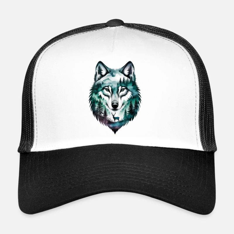 Wolf-Silhouette – Motivations-Wolf-Logo Trucker Cap