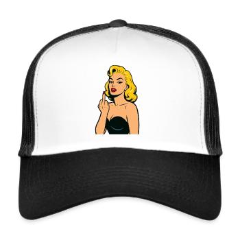 Woman Pop Art Rebel Middle Finger - Trucker Cap - white/black - Front