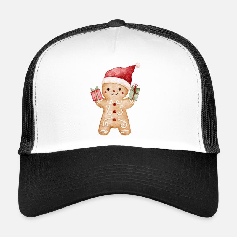 Gingerbread man with gifts - Trucker Cap - white/black