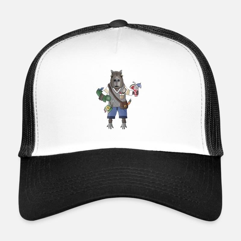 Mode Chill de Capybara - Casquette trucker  - blanc/noir
