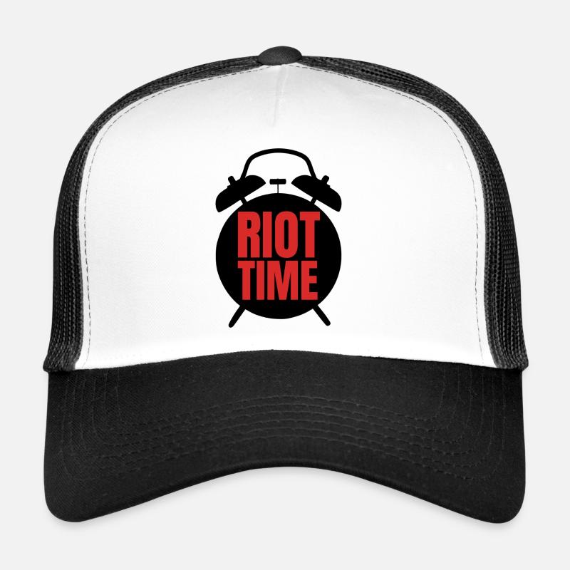 Riot Time – Bold Red Text Design - Trucker Cap - white/black