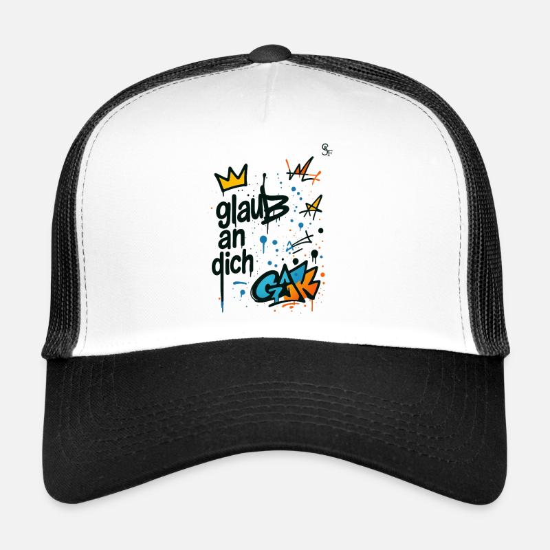 Graffiti Glaub An Dich Design - Trucker Cap - Weiß/Schwarz
