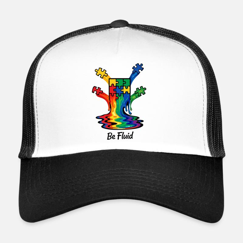 Autism Puzzle Rainbow Melting Illustration - Trucker Cap - white/black