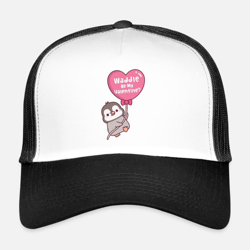 Ballon en forme de cœur de pingouin mignon, dandine sois ma Saint-Valentin Casquette trucker 