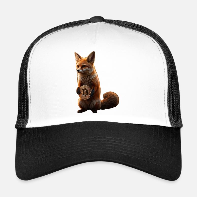 Fuchs mit Bitcoin-Münze Wandalu Vuhs - Trucker Cap - Weiß/Schwarz