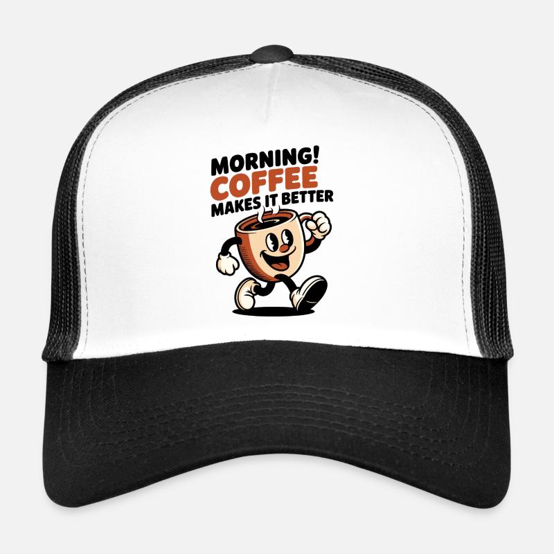 Retro Coffee Hero Cartoon Trucker Cap