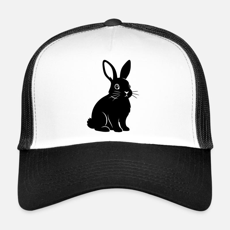 Hase Kaninchen Silhouette Schwarz Vektor Trucker Cap