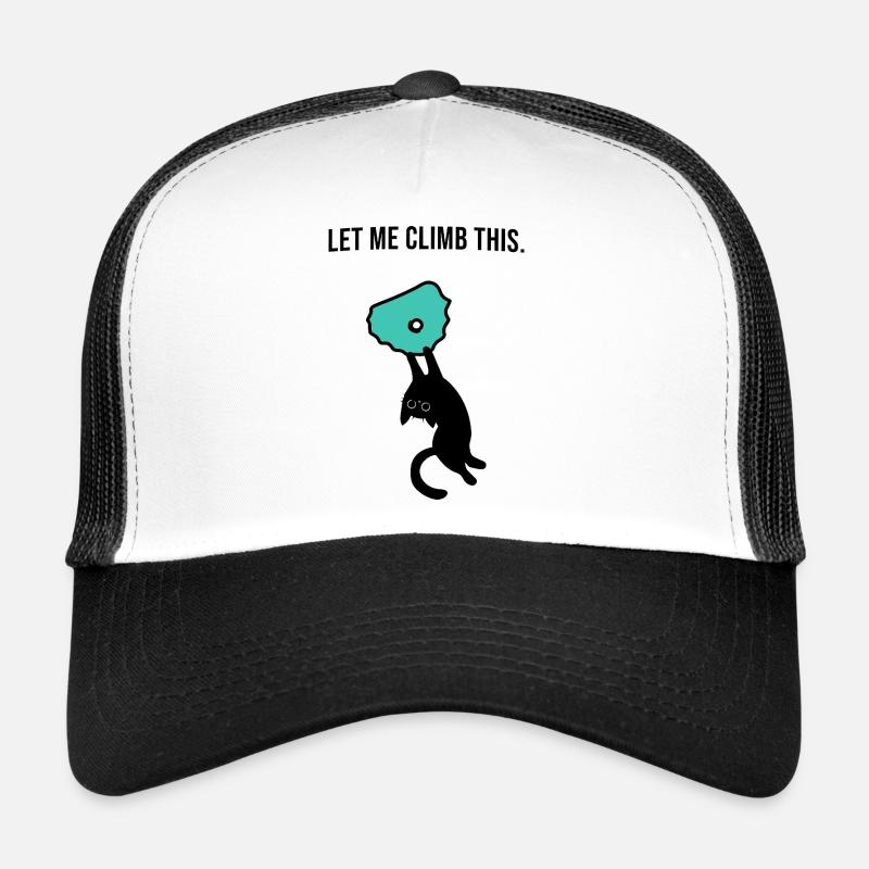 Boulder Katze hält sich an Klettergriff fest - Trucker Cap - Weiß/Schwarz