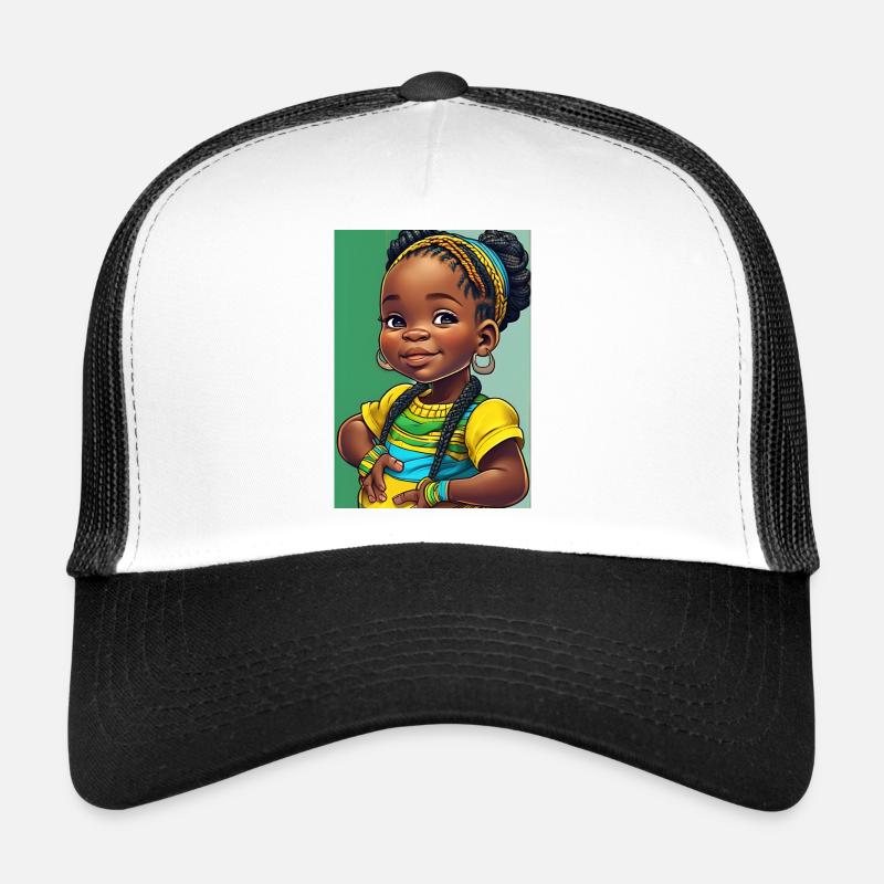 Buntes Afro-Kind in Zöpfen Trucker Cap