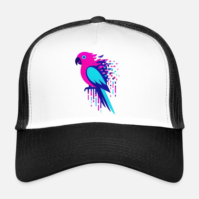 Glitch pixelated Geek parrot Trucker Cap