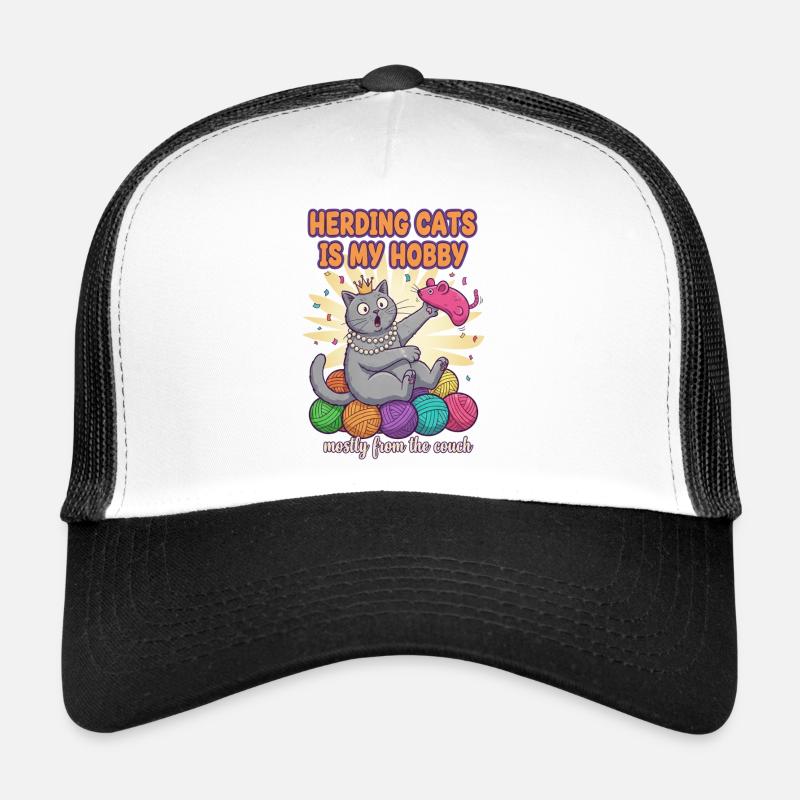 Garder des chats est mon passe-temps – design de chat drôle - Casquette trucker - blanc/noir