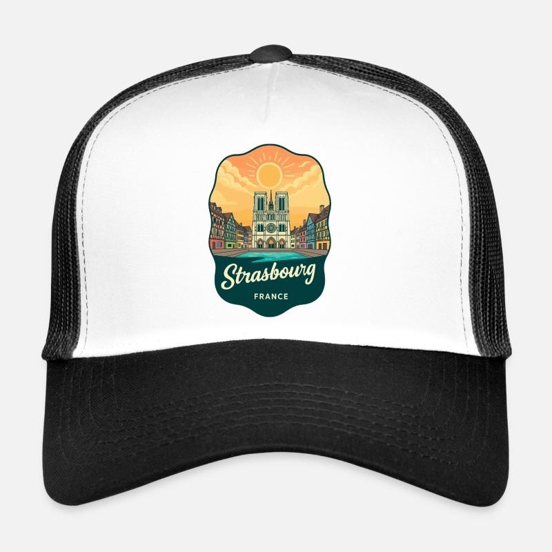 Strasbourg Cathedral Retro Sunset Badge Trucker Cap