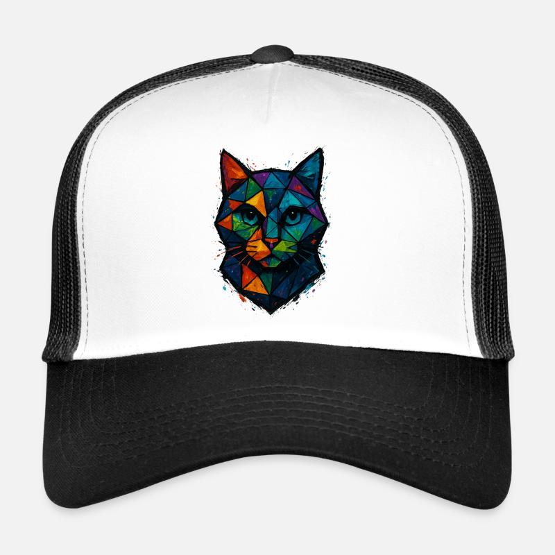 Chat Low Poly - Geometric Mesh Polygonal Art Desig Casquette trucker 
