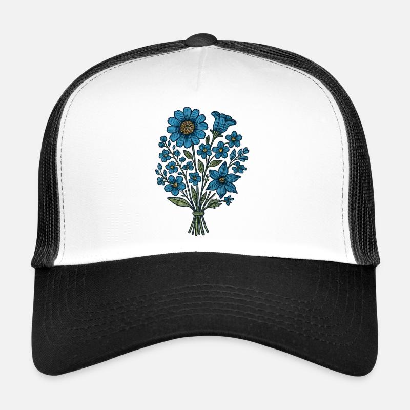 Bouquet de Fleurs Bleues Casquette trucker 