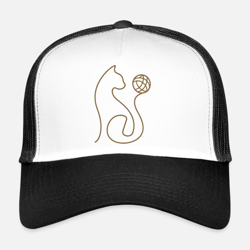 Chat aux lignes de pelotes de laine Design Casquette trucker 