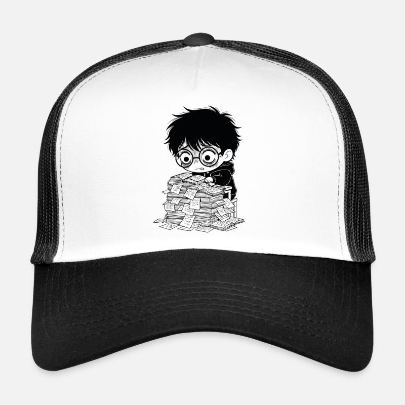 Student Burnout Sticker Books Black and White Trucker Cap